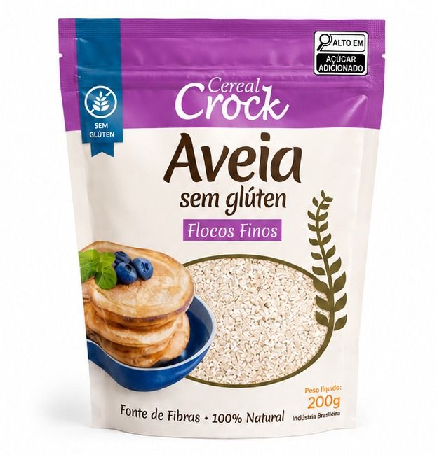 Aveia Sem Glúten — Flocos Finos — Cereal Crock